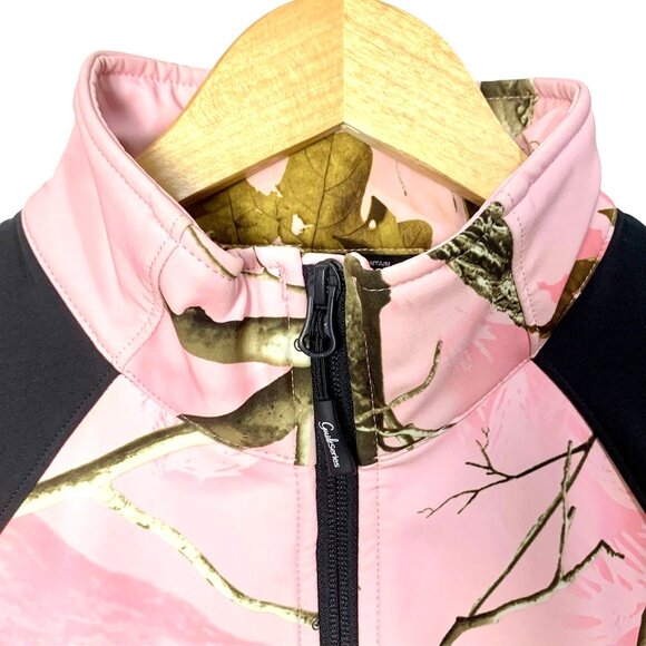 Realtree Gander Mountain Camo Jacket Fleece Lined Zip Up M Pink Black Hunting - Picture 2 of 12